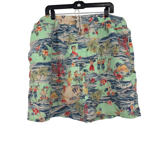 Polo Ralph Lauren Hawaiian Print Swim Trunks size 2XL Tall surf luau Y2K - Picture 1 of 6